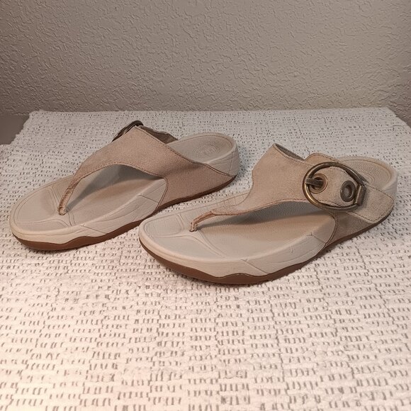 Fitflop women's 'Hooper' suede adjustable buckle flip flops sandals sz 9 - Picture 1 of 14